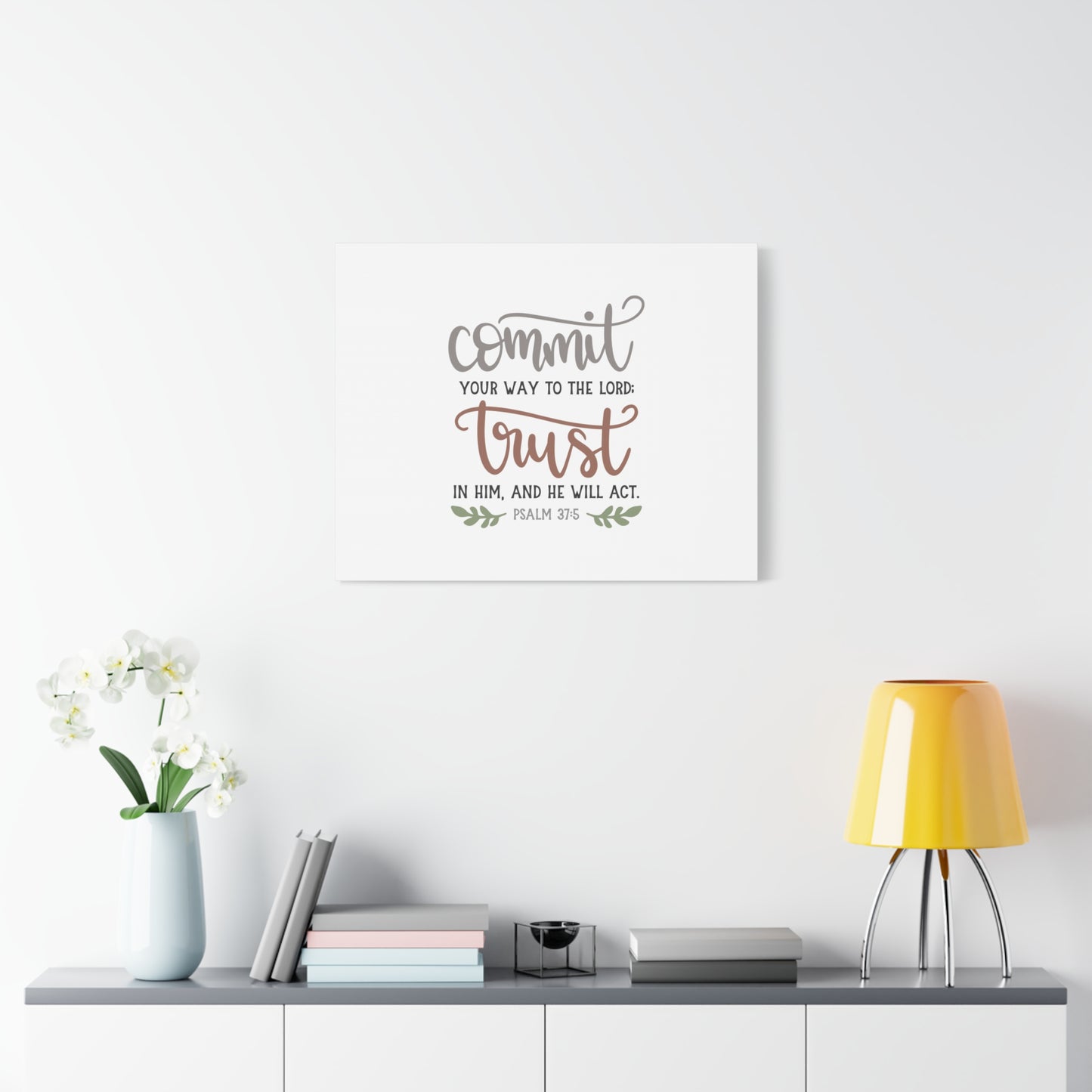 Scripture Canvas Your Way To The Lord Psalm 37:5 Christian Wall Art Bible Verse Print Ready to Hang