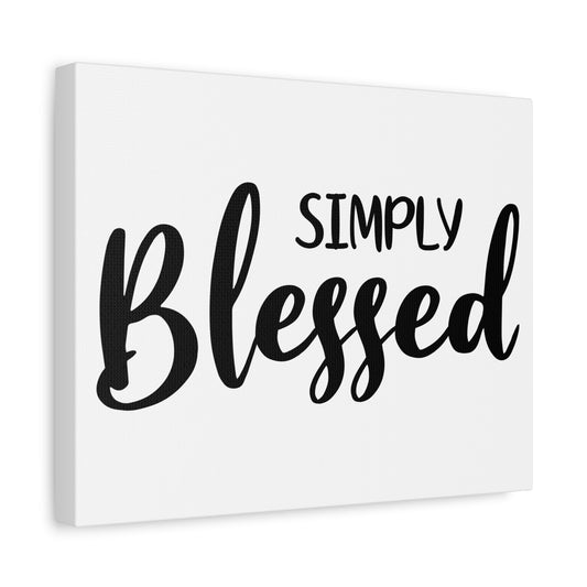 Scripture Canvas Simply Blessed Psalm 33:12 Cursive Christian Wall Art Bible Verse Print Ready to Hang