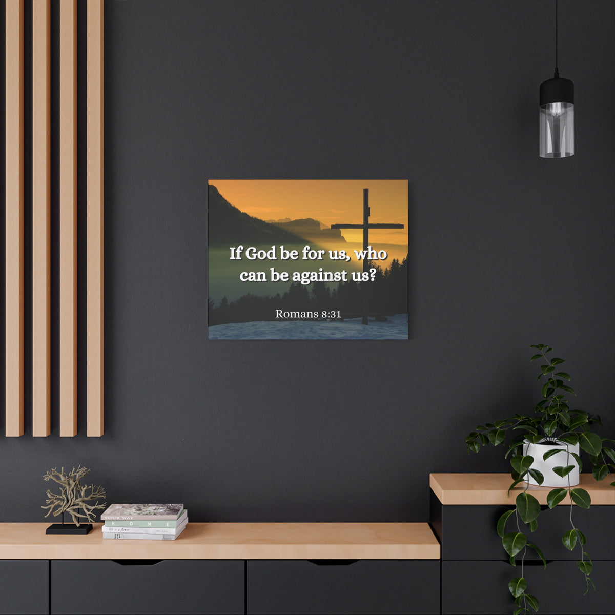 Scripture Canvas Be For Us Romans 8:31 Christian Wall Art Bible Verse Print Ready to Hang