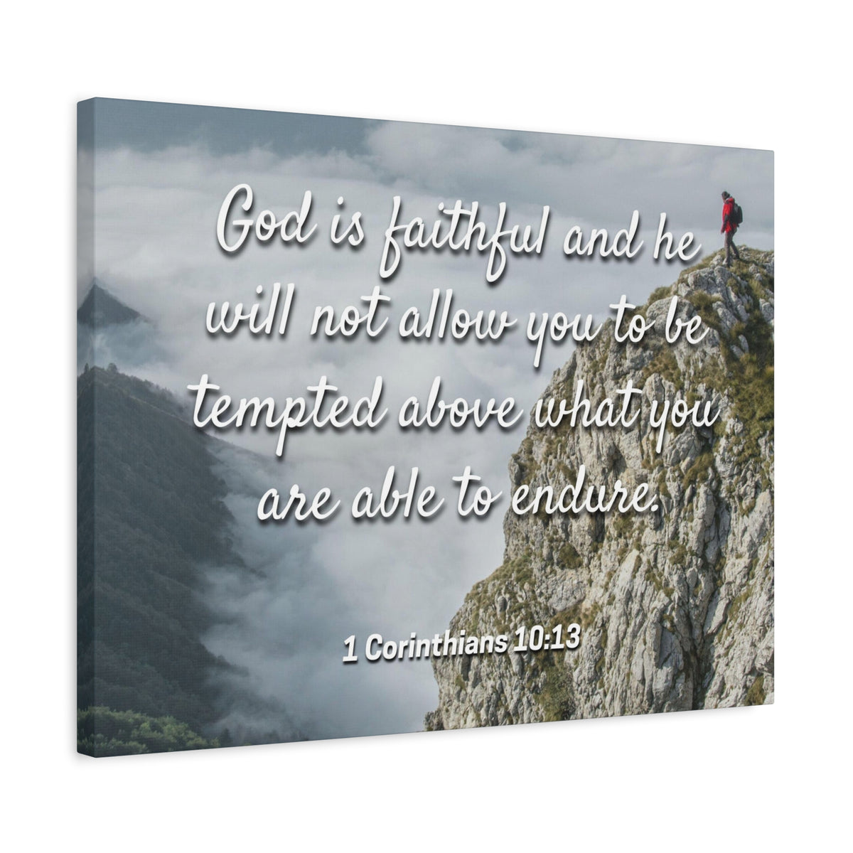 Scripture Canvas God Is Faithful 1 Corinthians 10:13 Christian Wall Art Bible Verse Print Ready to Hang