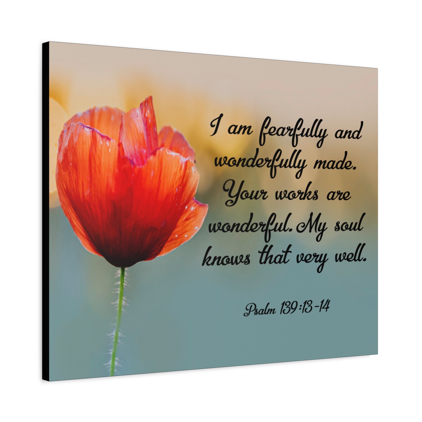Bible Verse Canvas I Am Fearfully and Wonderfully Made Psalm 139:13-14 Christian Home Décor Wall Art Scripture Ready to Hang Faith Print