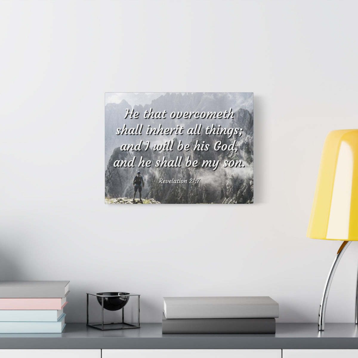 Scripture Canvas Inherit All Things Revelation 21:7 Christian Wall Art Bible Verse Print Ready to Hang