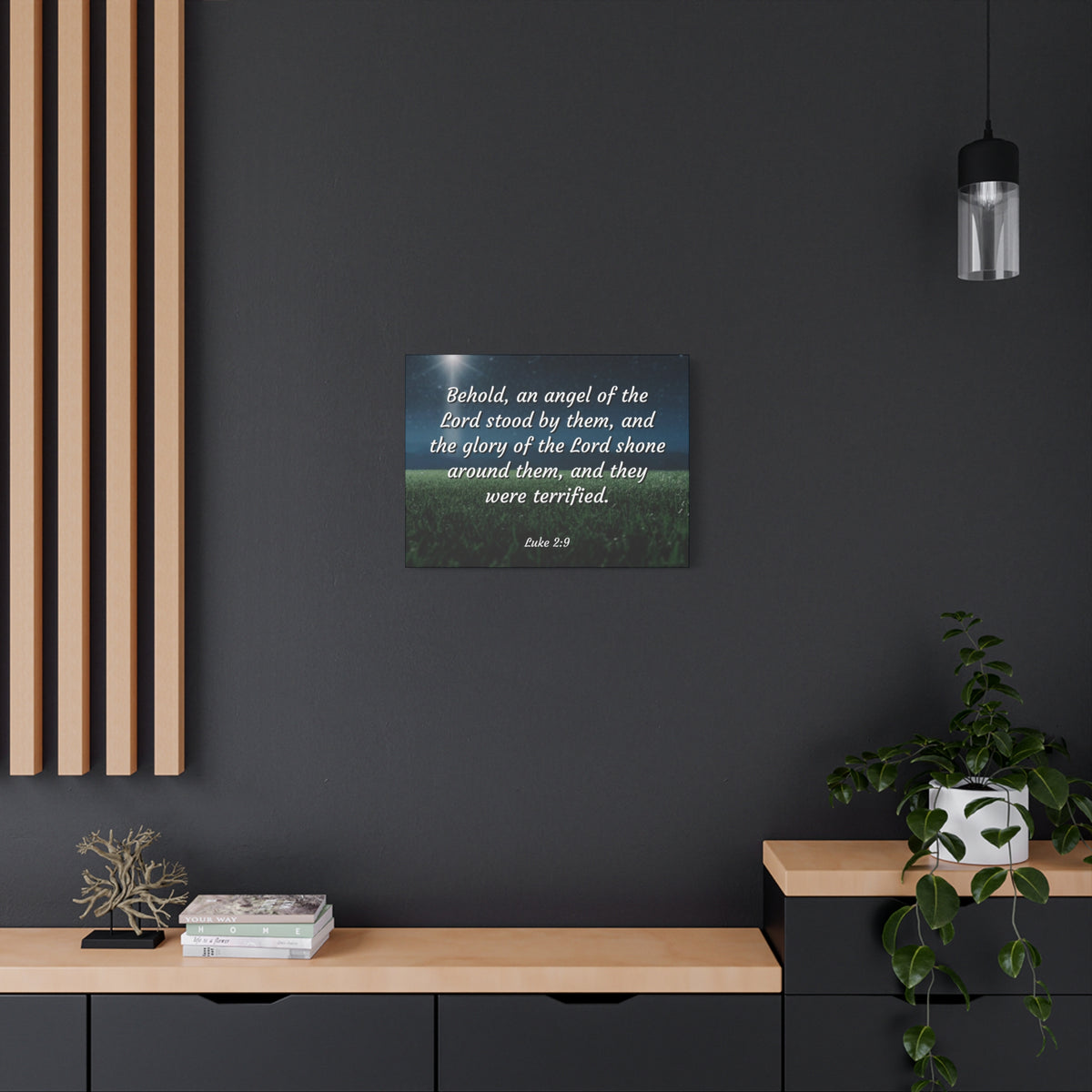 Scripture Canvas The Angel Luke 2:9 Christian Wall Art Bible Verse Print Ready to Hang