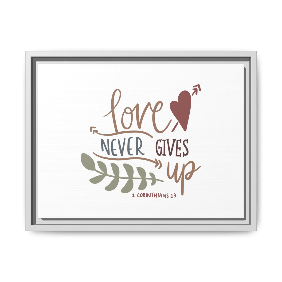 Scripture Canvas Love Never Gives Up 1 Corinthians 13 Christian Wall Art Bible Verse Print Ready to Hang