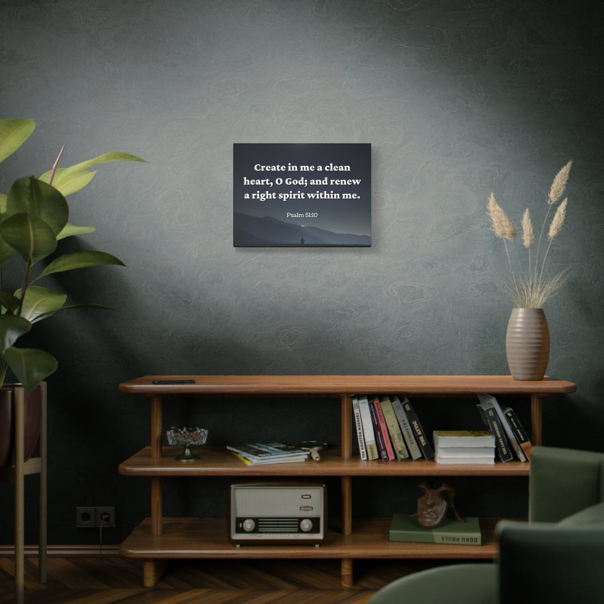 Scripture Canvas Right Spirit Psalm 51:10 Christian Wall Art Bible Verse Print Ready to Hang