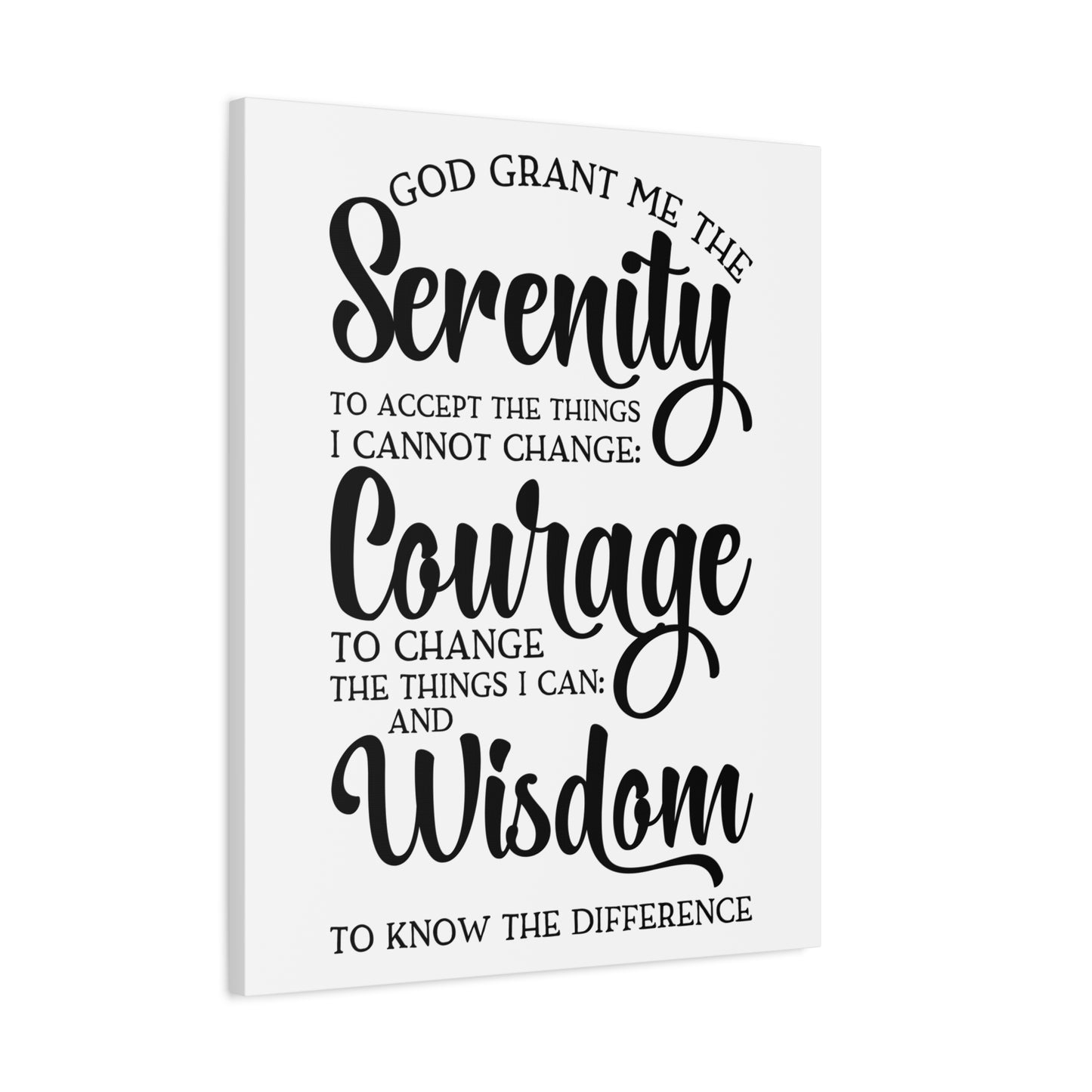 Scripture Canvas Serenity, Courage, Wisdom Psalm 27:14 Christian Wall Art Print Ready to Hang