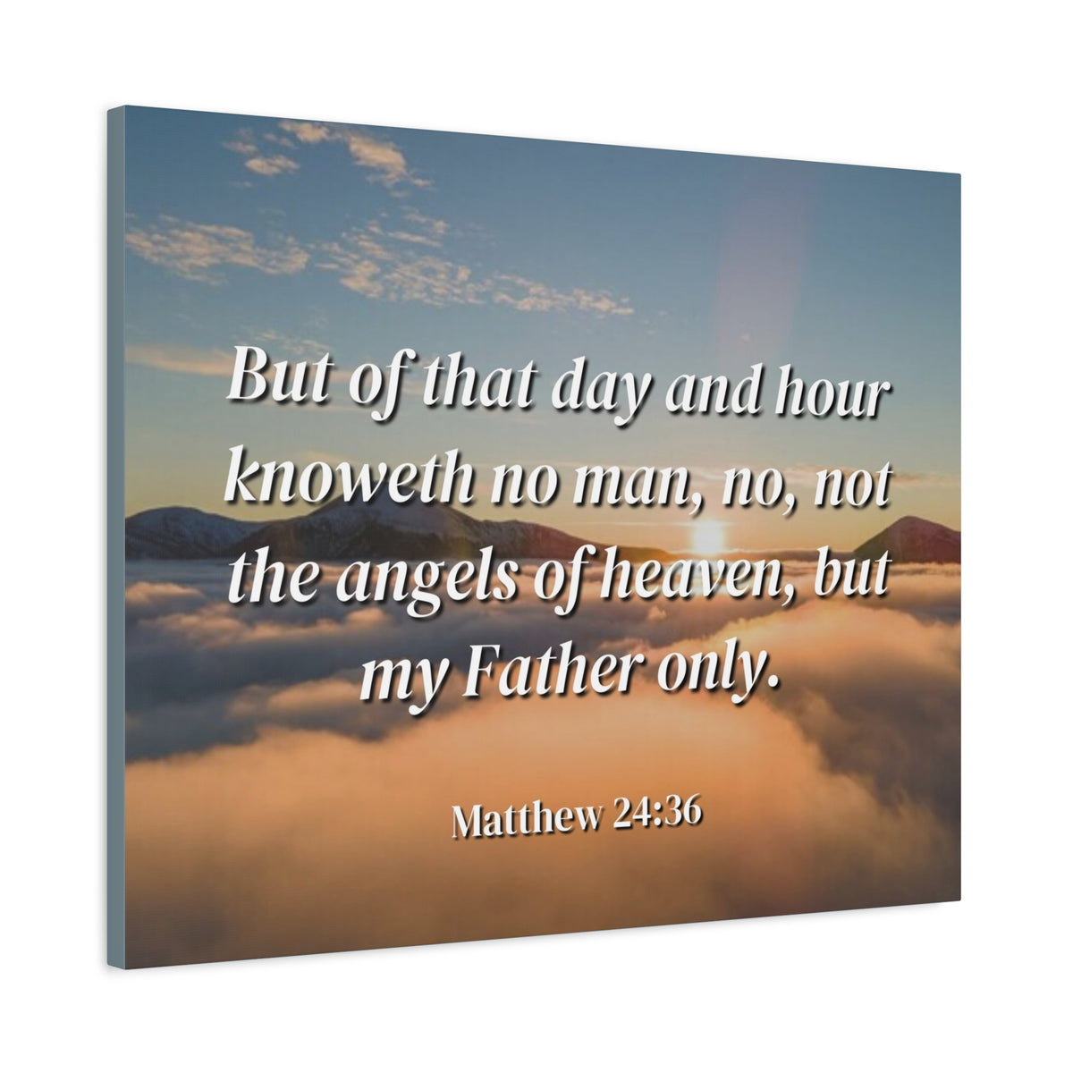 Scripture Canvas Angels Of Heaven Matthew 24:36 Christian Wall Art Bible Verse Print Ready to Hang