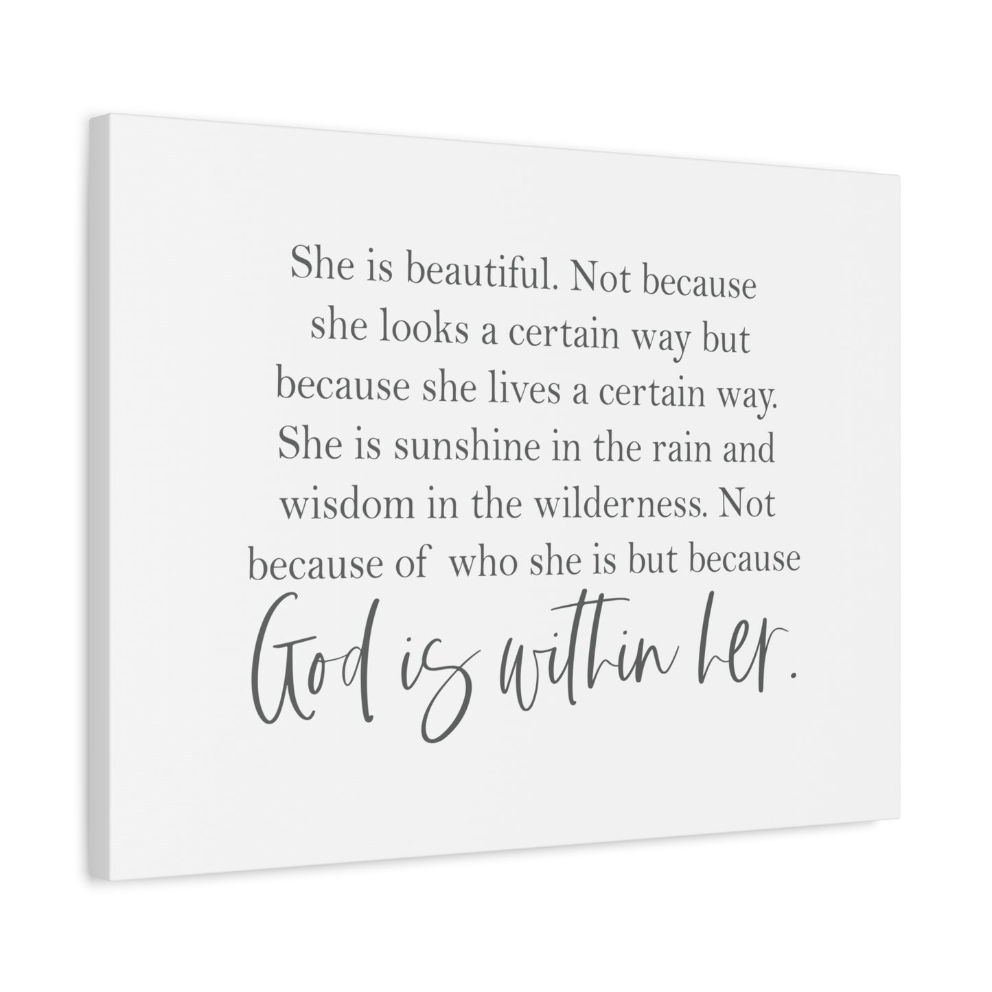 Scripture Canvas God Is Within Her Psalm 46:5 Christian Wall Art Bible Verse Print Ready to Hang