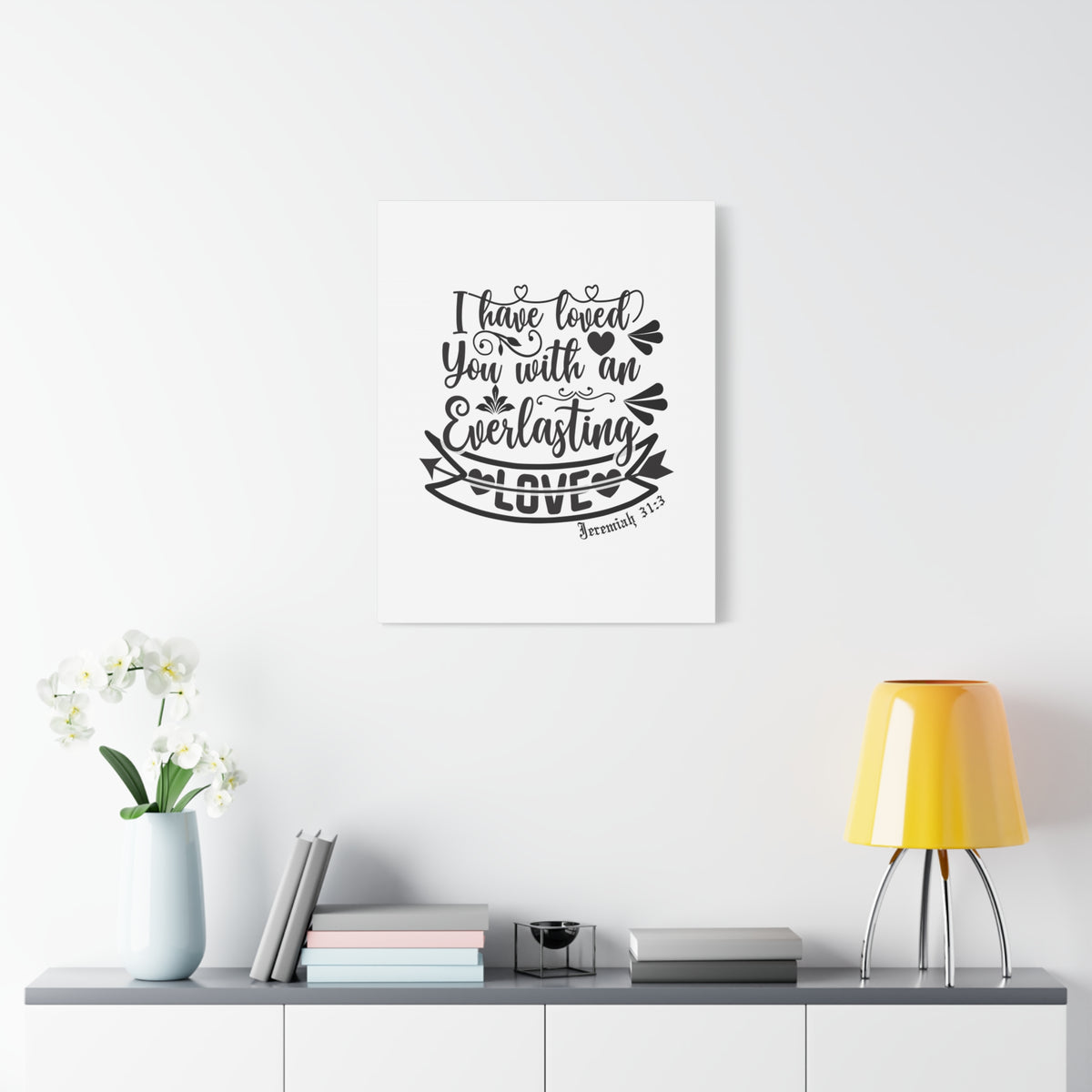 Scripture Canvas An Everlasting Love Jeremiah 31:3 Christian Wall Art Bible Verse Print Ready to Hang