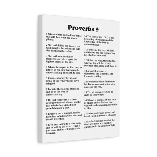 Scripture Walls Proverbs Chapter 9 White Bible Canvas Christian Wall Art Ready to Hang Unframed