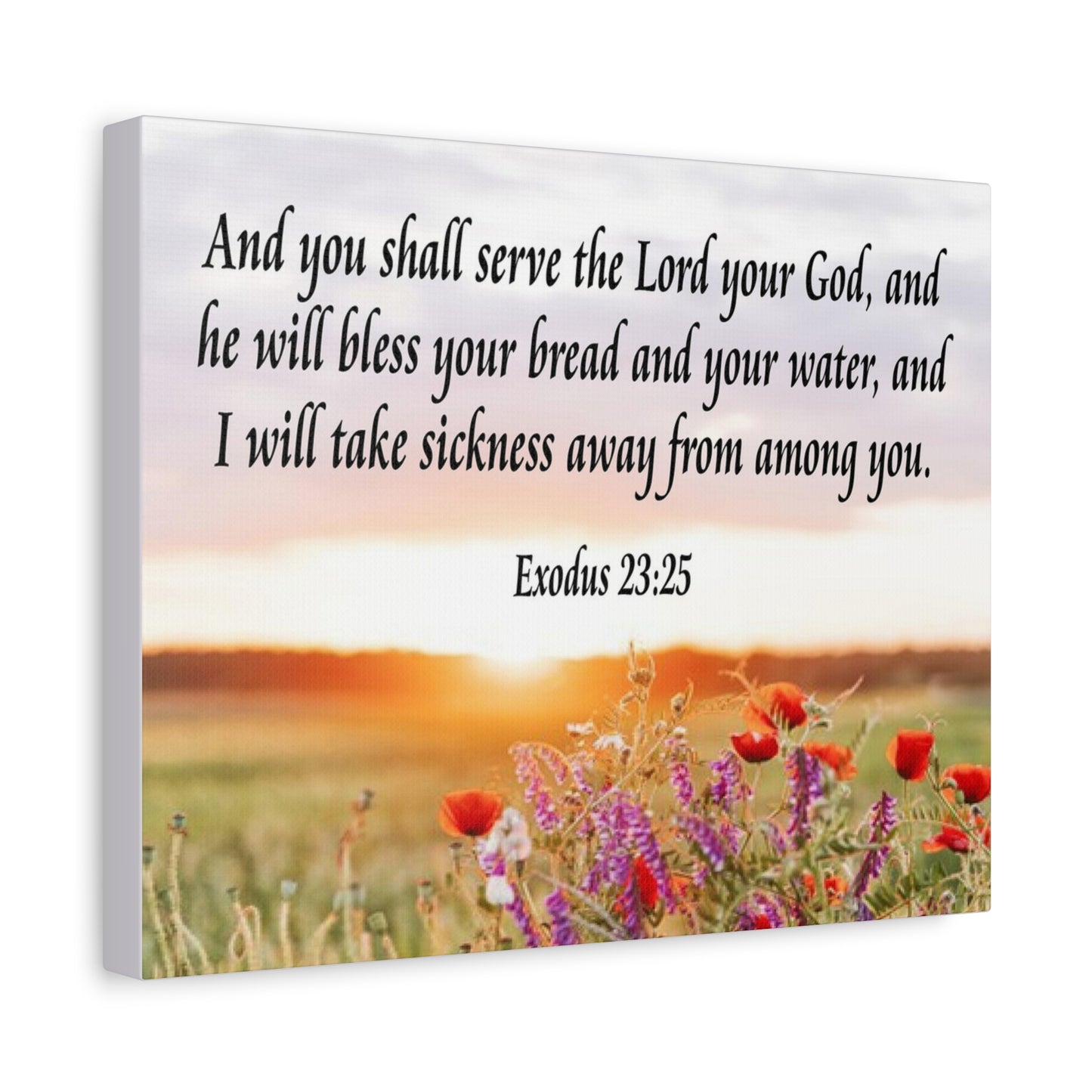 Bible Verse Canvas And You Shall Serve the Lord Exodus 23:25 Scripture Wall Art Christian Home Decor