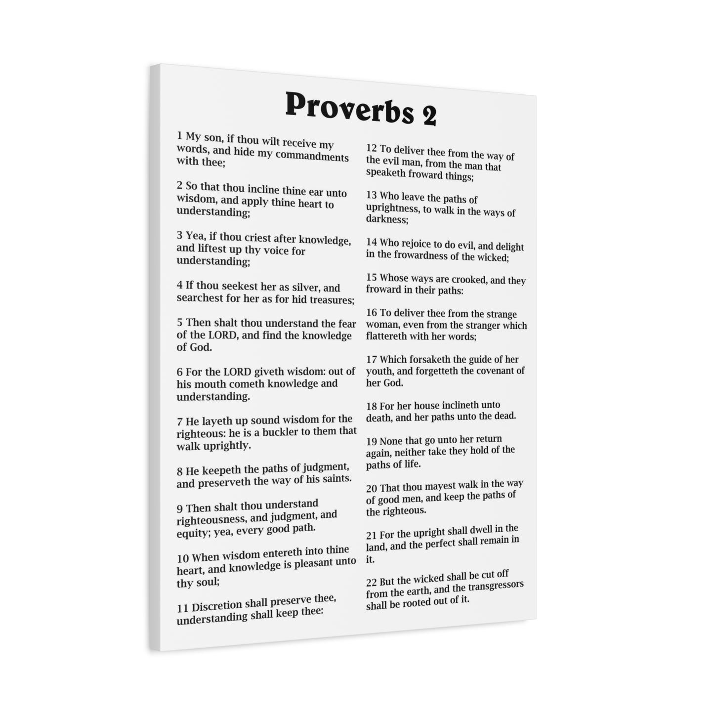 Scripture Walls Proverbs Chapter 2 White Bible Canvas Christian Wall Art Ready to Hang Unframed