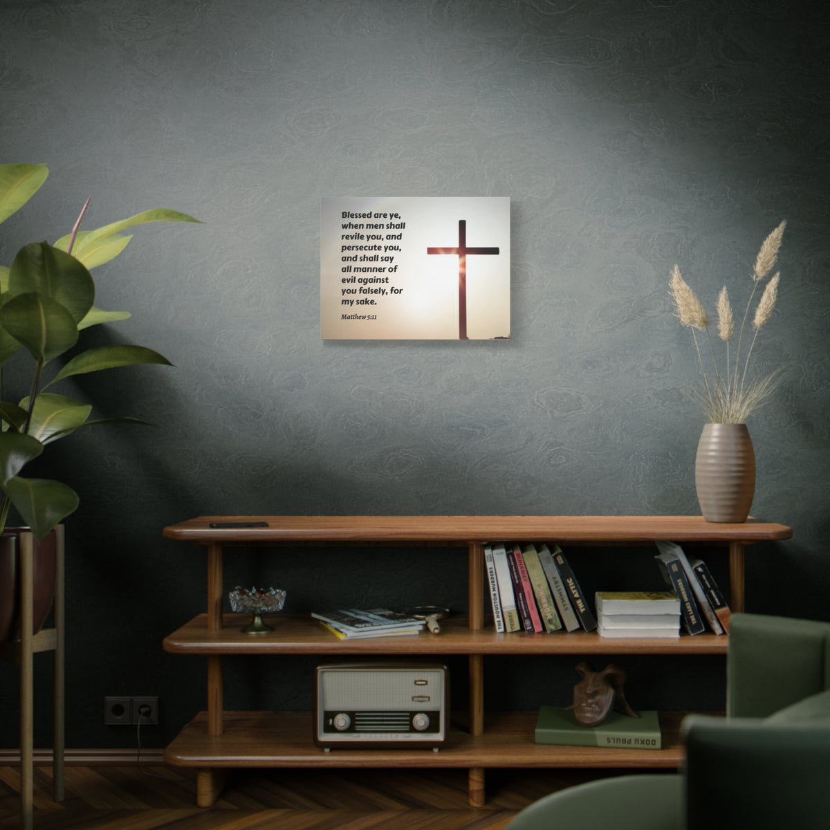 Scripture Canvas All Manner Matthew 5:11 Christian Wall Art Bible Verse Print Ready to Hang