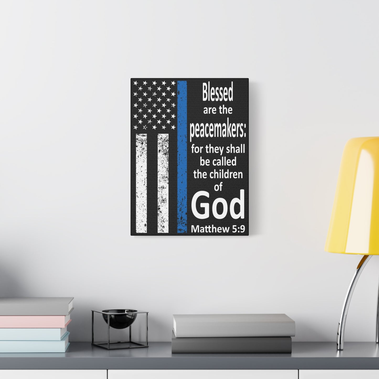 Scripture Walls Matthew 5:9 Police Officer Sign Bible Canvas Christian Wall Art Ready to Hang Unframed