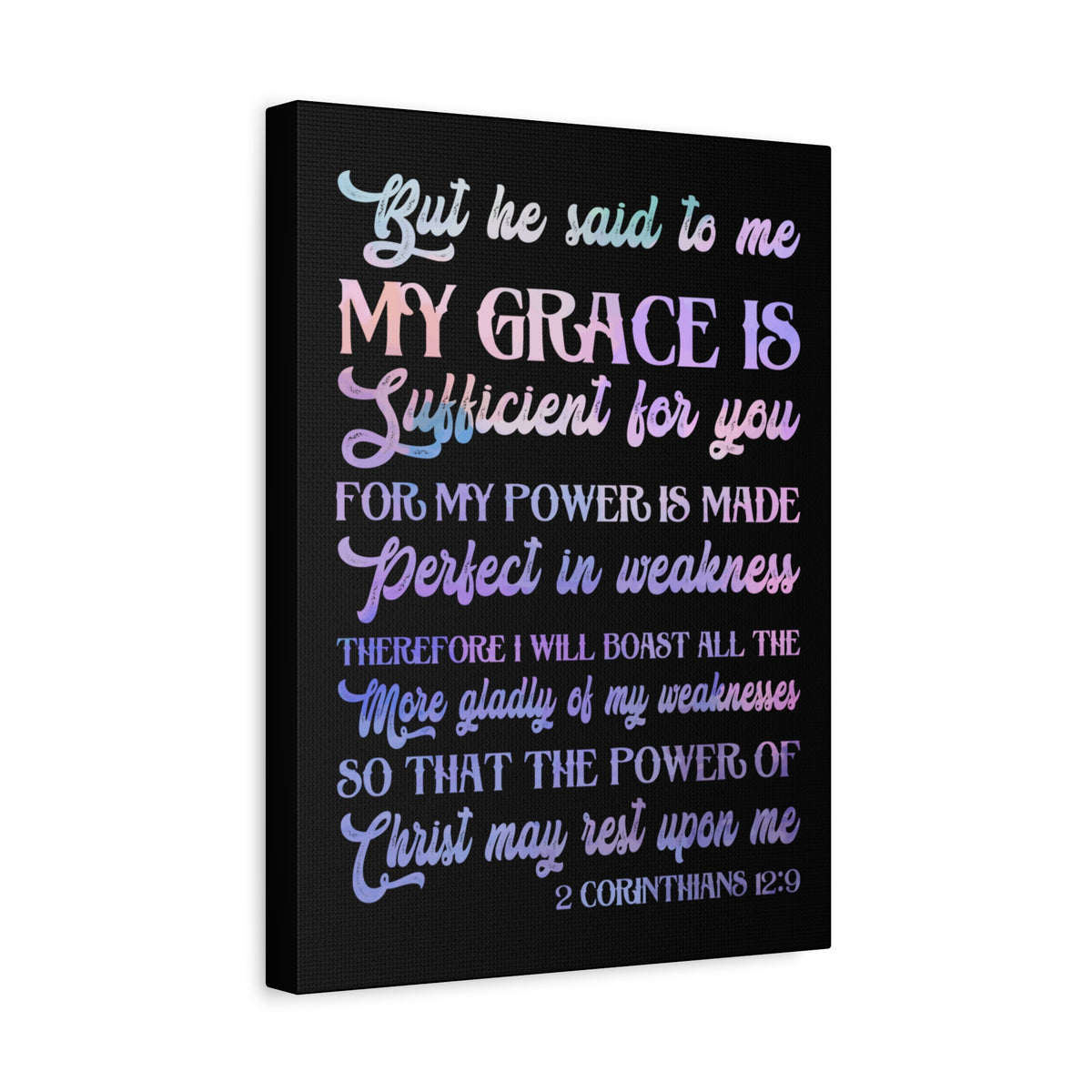 Scripture Canvas My Grace 2 Corinthians 12:9 Christian Wall Art Bible Verse Print Ready to Hang
