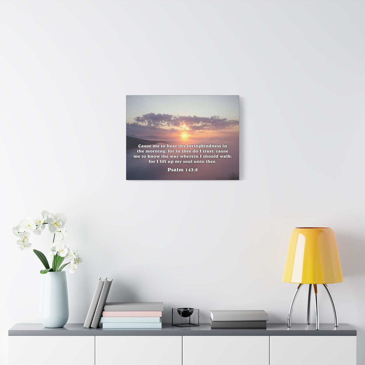 Scripture Canvas Lift Up My Soul Psalm 143:8 Christian Wall Art Bible Verse Print Ready to Hang