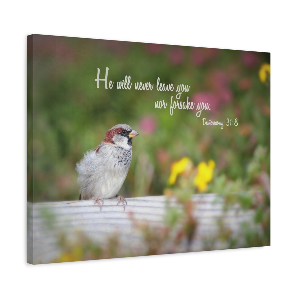 Scripture Canvas Will Never Leave You Deuteronomy 31:8 Christian Wall Art Bible Verse Print Ready to Hang