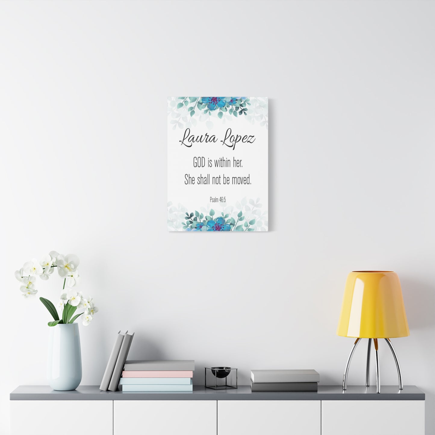 Personalized Scripture Walls God Is Within Her Psalm 46:5 Bible Chapter Canvas Christian Wall Art Ready to Hang