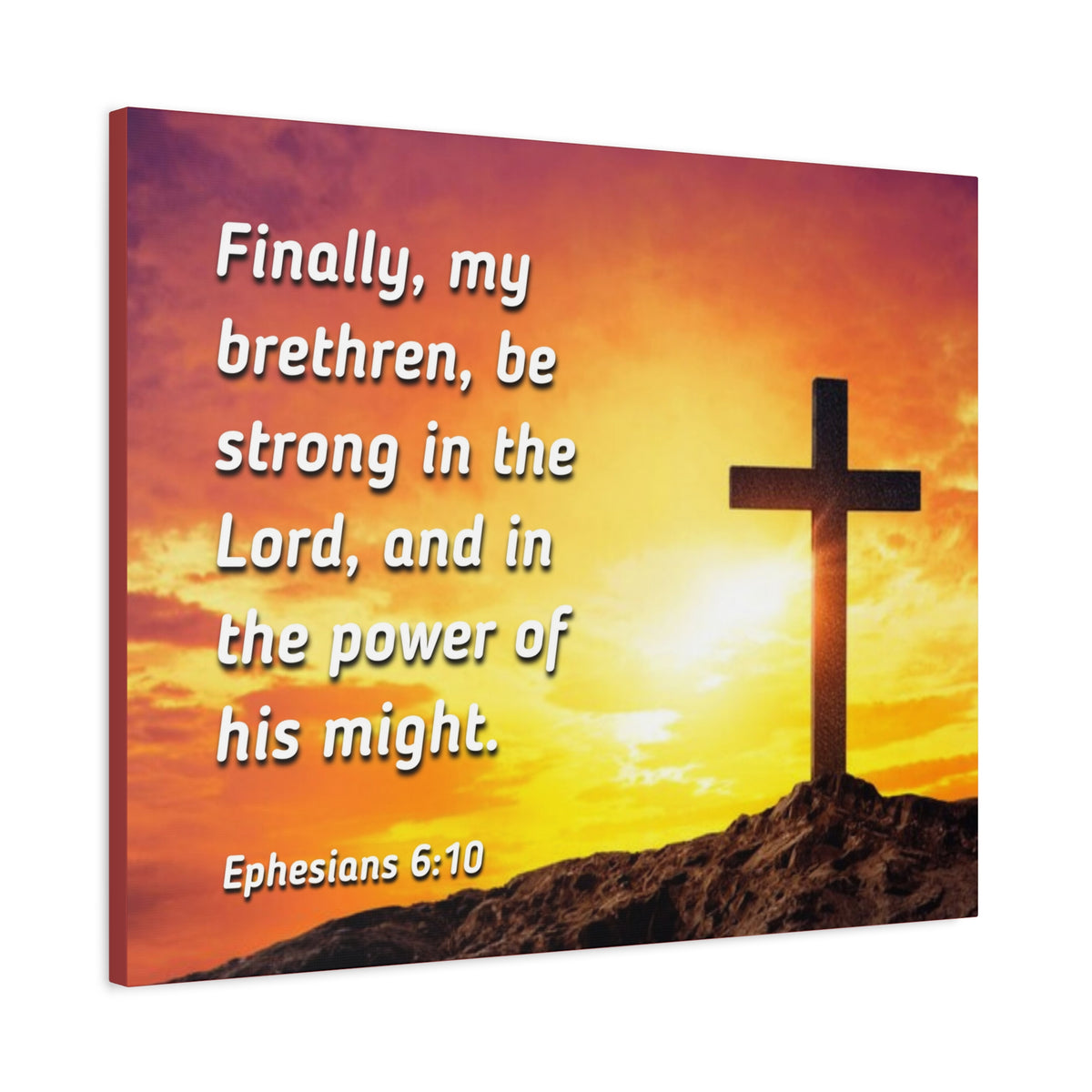 Scripture Canvas Be Strong Ephesians 6:10 Christian Wall Art Bible Verse Print Ready to Hang