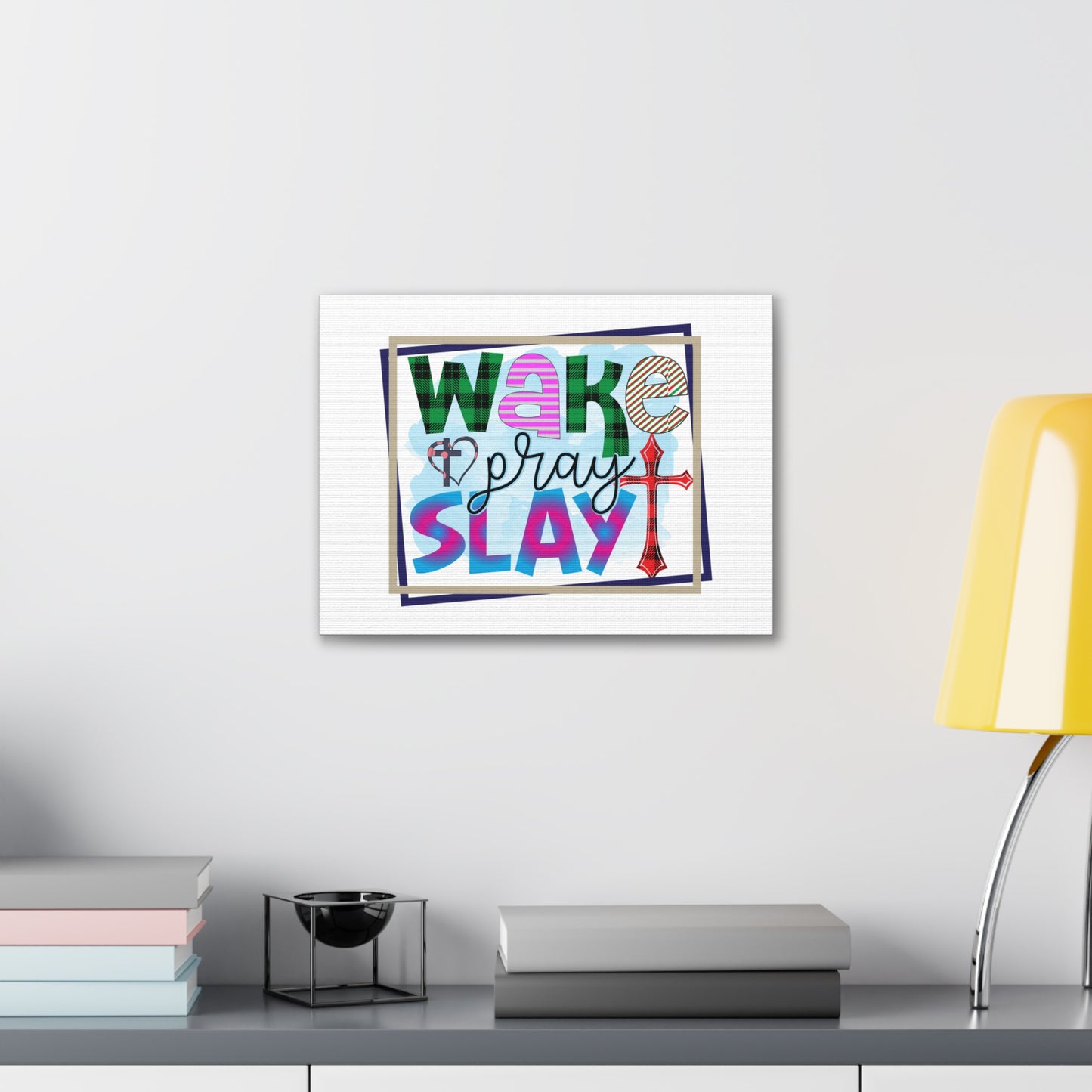 Wake, Pray, Slay Luke 21:36 Square Christian Wall Art Bible Verse Print Ready to Hang