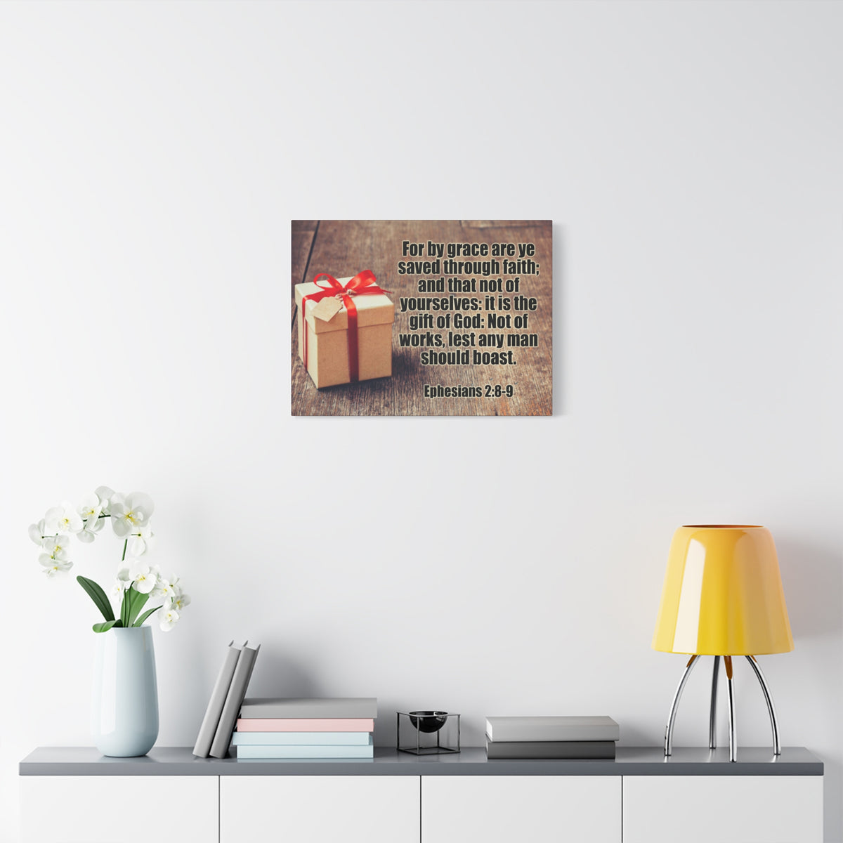 Scripture Canvas For by Grace Ephesians 2:8-9 Christian Wall Art Bible Verse Print Ready to Hang
