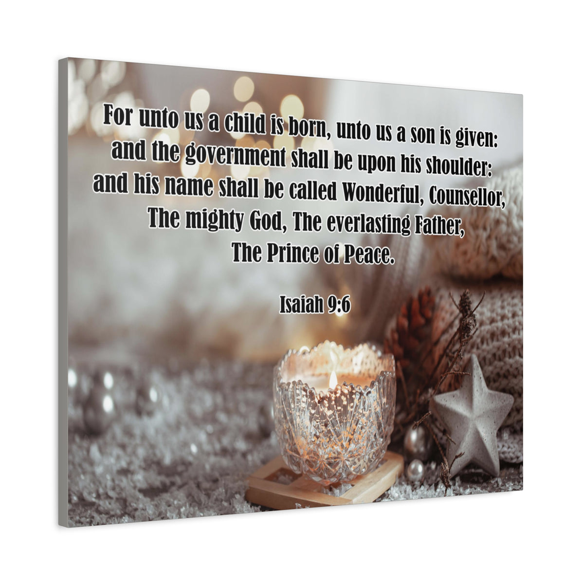 Scripture Canvas The Prince of Peace Isaiah 9:6 Christian Wall Art Bible Verse Print Ready to Hang