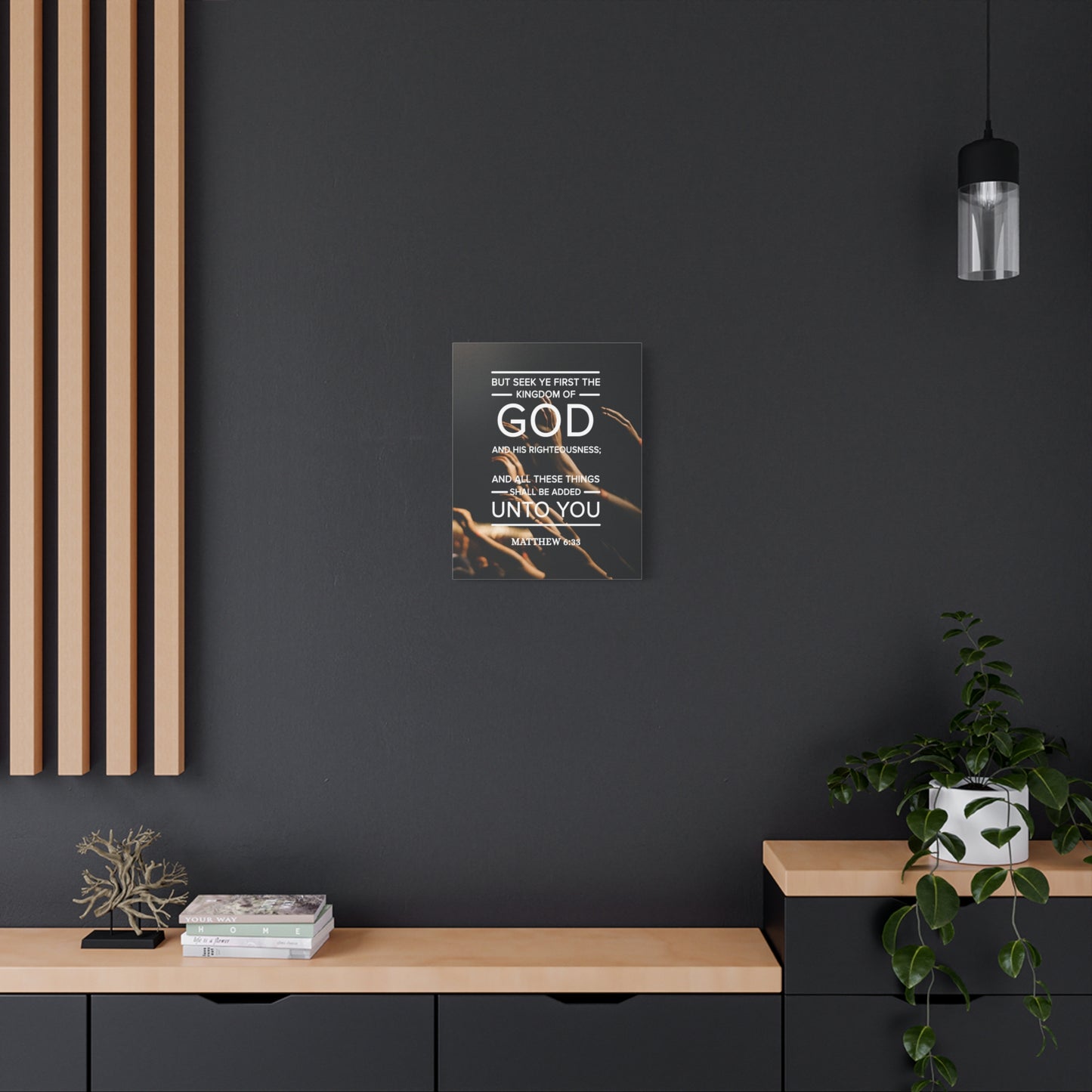 Scripture Canvas Kingdom of God Matthew 6:33 Christian Wall Art Bible Verse Print Ready to Hang