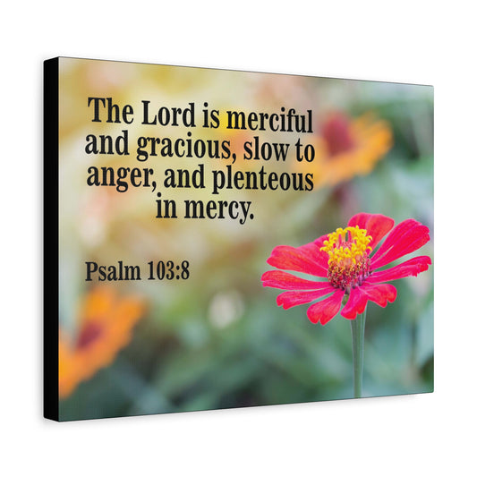 Scripture Canvas The Lord is Merciful and Gracious Psalm 103:8 Christian Wall Art Bible Verse Print Ready to Hang