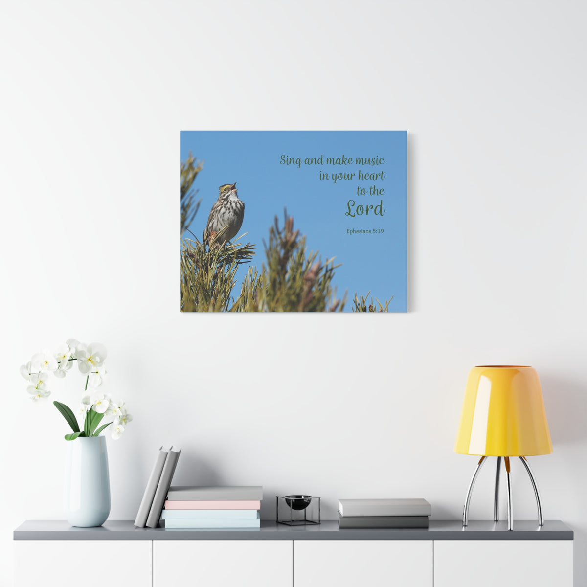 Scripture Canvas In Your Heart Ephesians 5:19 Christian Wall Art Bible Verse Print Ready to Hang