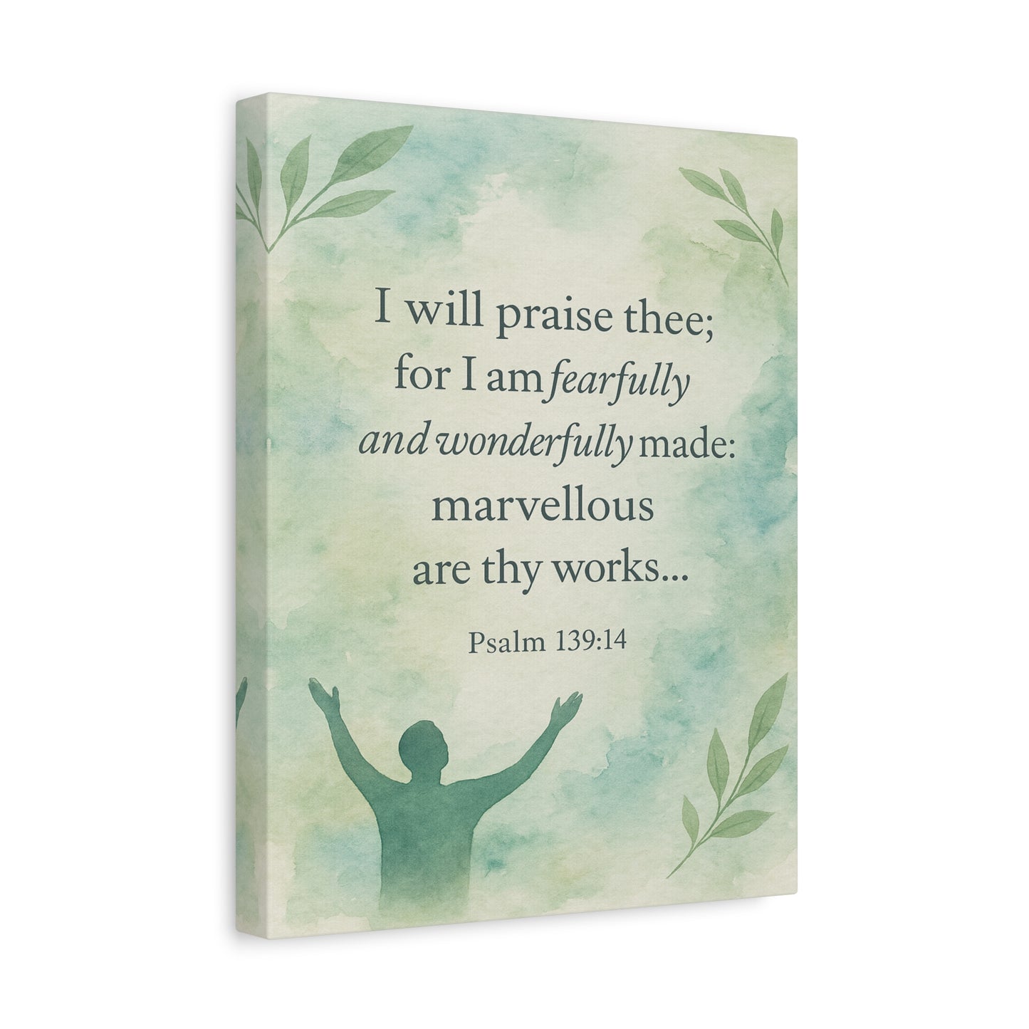 Bible Verse Canvas Psalm 139:14 Christian Home Décor Wall Art Scripture Ready to Hang Faith Print