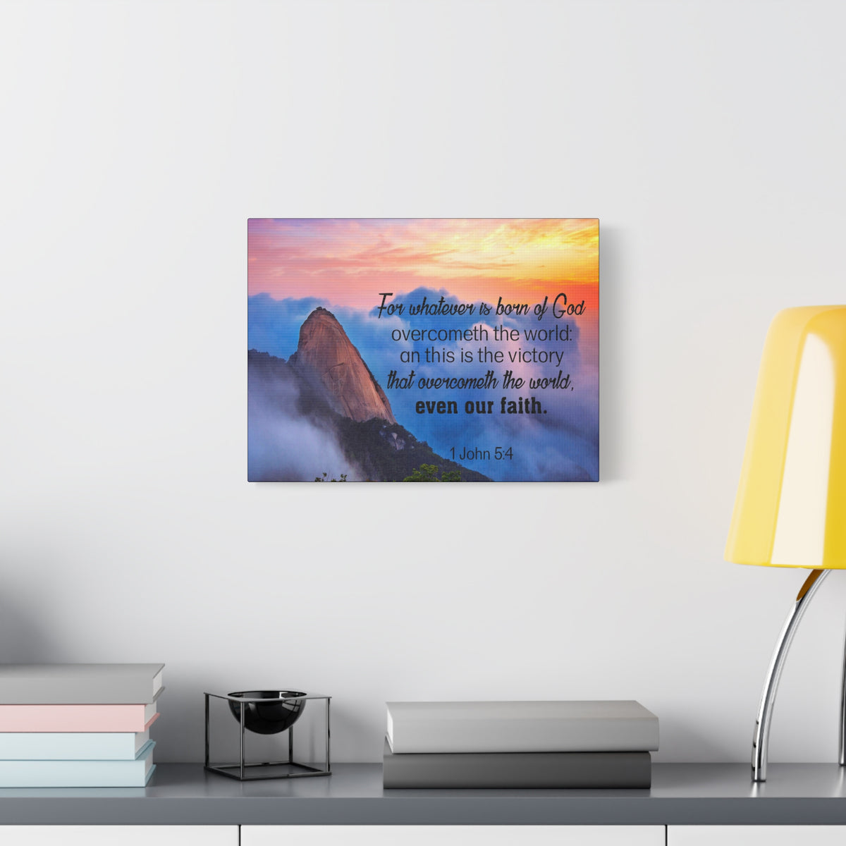 Scripture Canvas Born of God 1 John 5:4 Christian Wall Art Bible Verse Print Ready to Hang