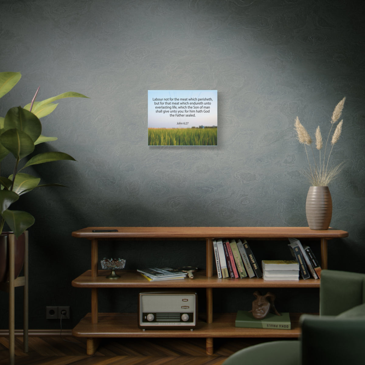 Scripture Canvas Labour Not For The Meat John 6:27 Christian Wall Art Bible Verse Print Ready to Hang