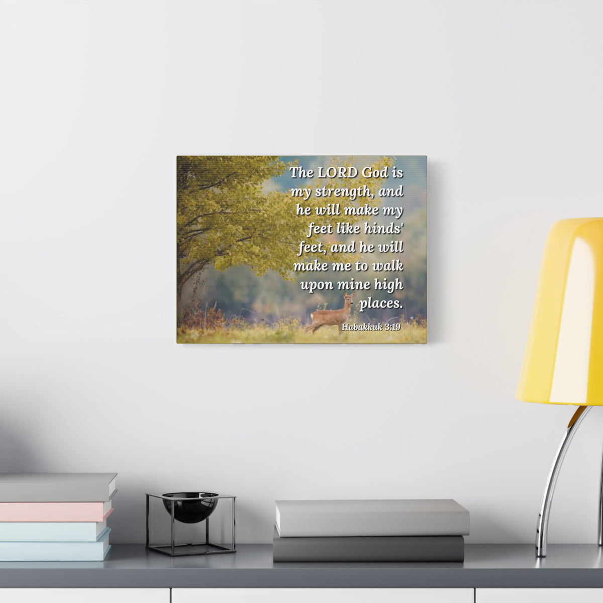 Scripture Canvas My Strength Habakkuk 3:19 Christian Wall Art Bible Verse Print Ready to Hang