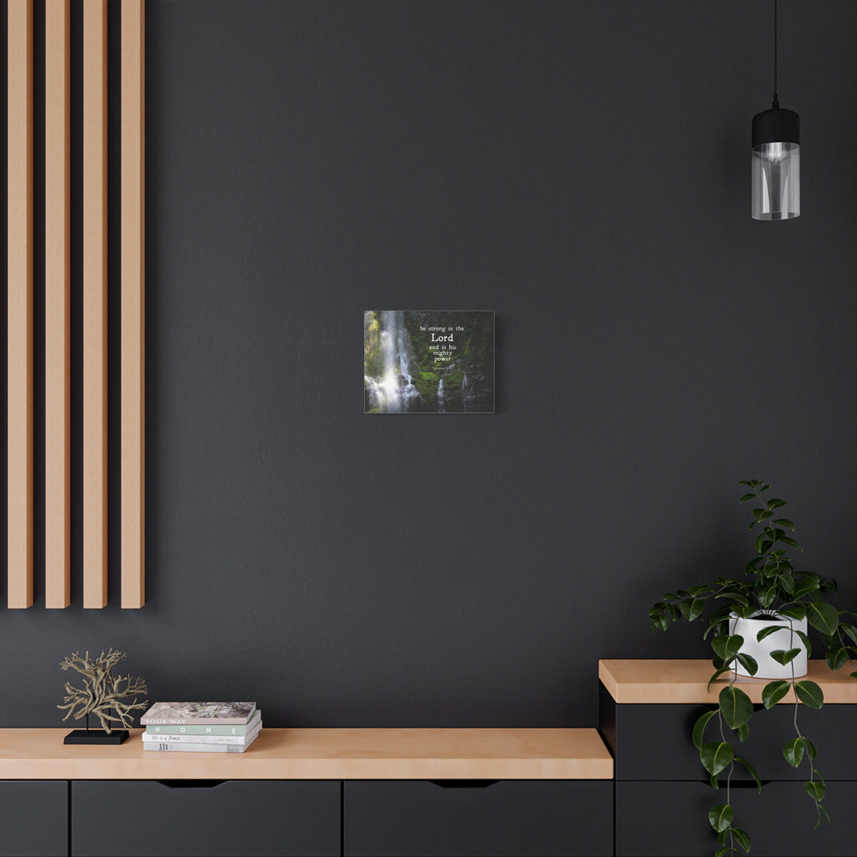 Scripture Canvas Be Strong In The Lord Ephesians 6:10 Christian Wall Art Bible Verse Print Ready to Hang