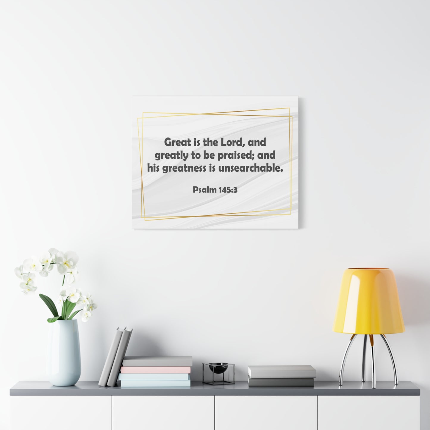 Bible Verse Canvas Great is the Lord Psalm 145:3 Christian Home Décor Wall Art Scripture Ready to Hang Faith Print