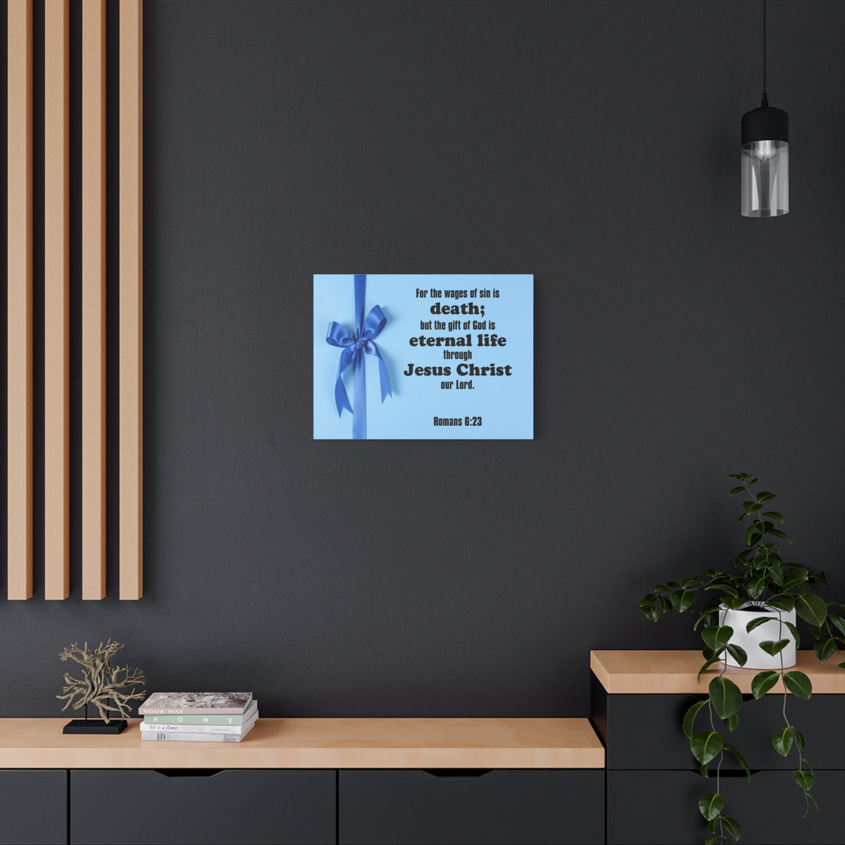 Scripture Canvas Eternal Life Romans 6:23 Christian Wall Art Bible Verse Print Ready to Hang