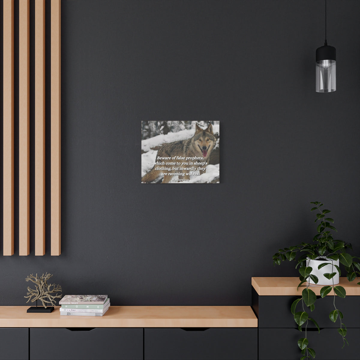 Scripture Canvas False Prophets Matthew 7:15 Christian Wall Art Bible Verse Print Ready to Hang