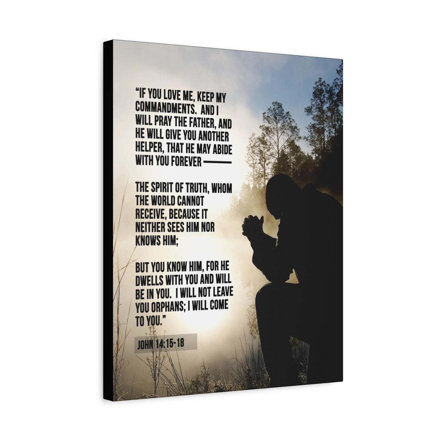 Scripture Canvas Keep my Commandments John 14:15‭-‬18 Christian Wall Art Bible Verse Print Ready to Hang