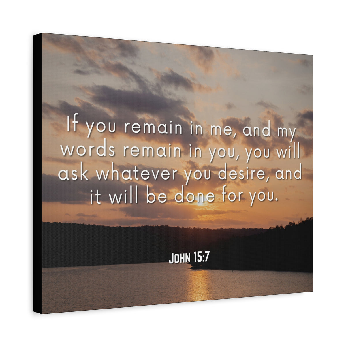 Scripture Canvas Remain In Me John 15:7 Christian Wall Art Bible Verse Print Ready to Hang