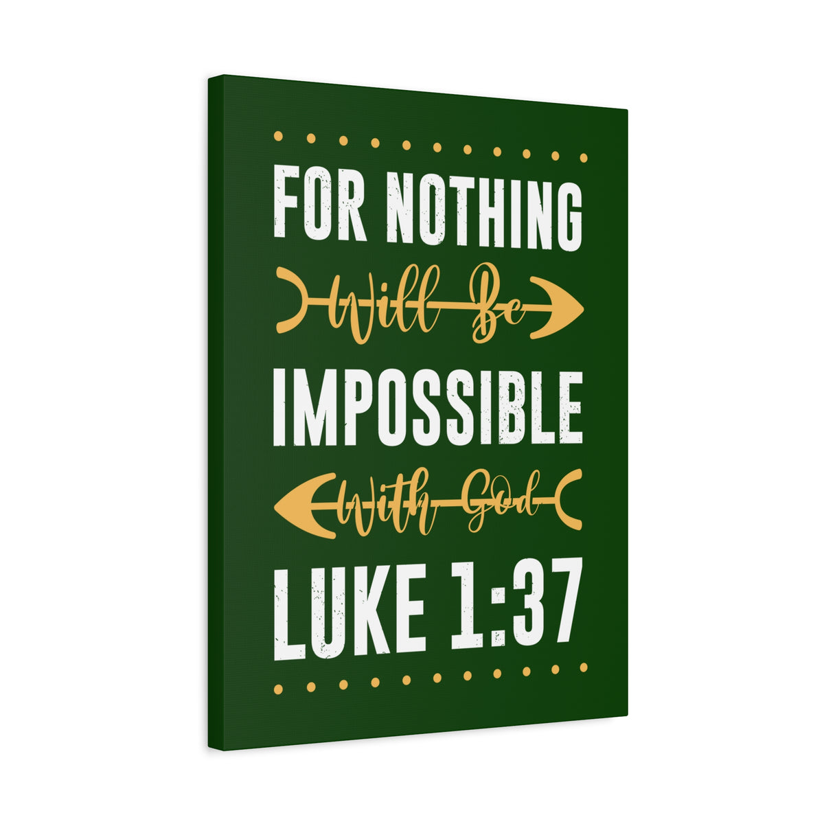 Scripture Canvas Nothing Impossible Luke 1:37 Christian Wall Art Bible Verse Print Ready to Hang