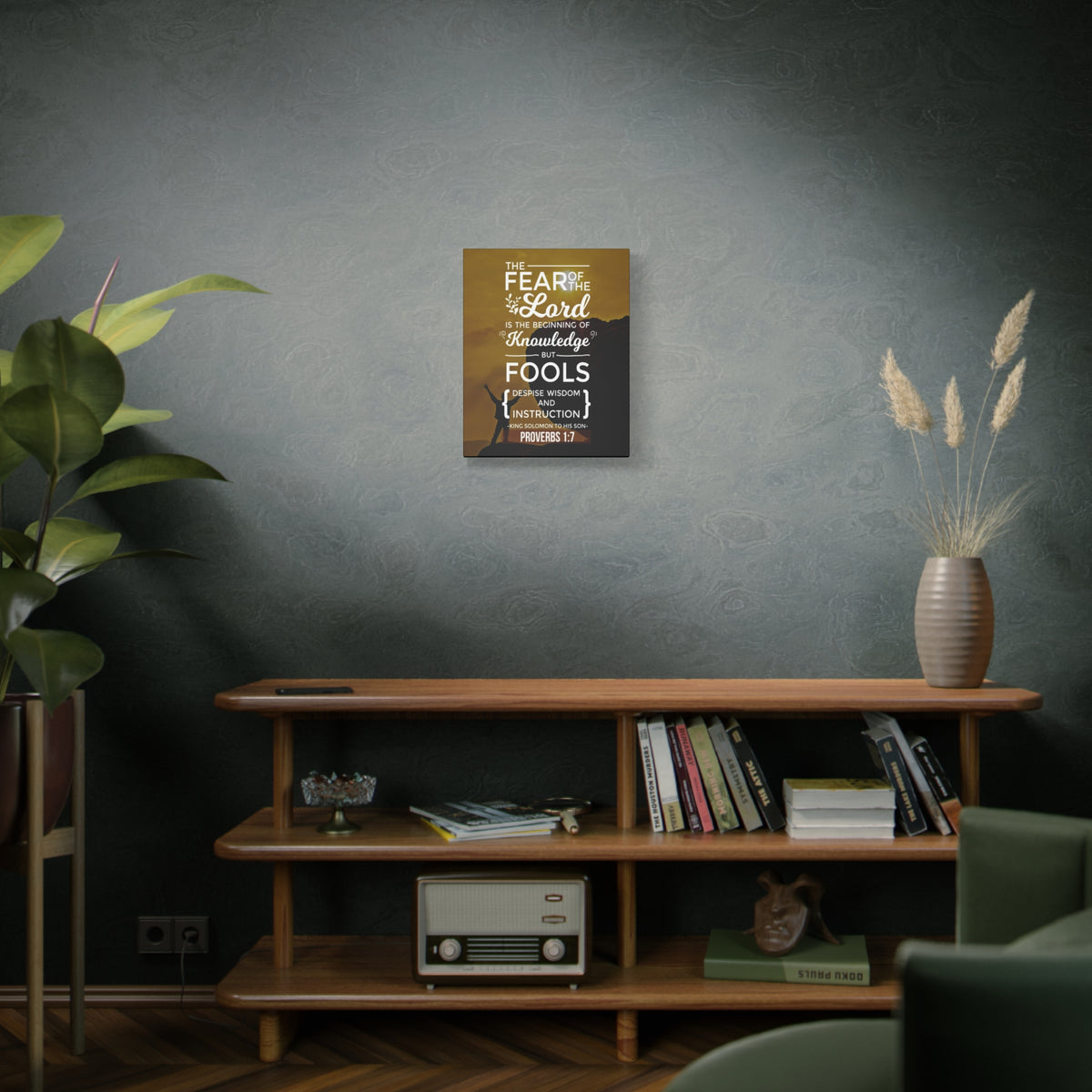 Scripture Canvas Beginning of Knowledge Proverbs 1:7 Christian Wall Art Bible Verse Print Ready to Hang