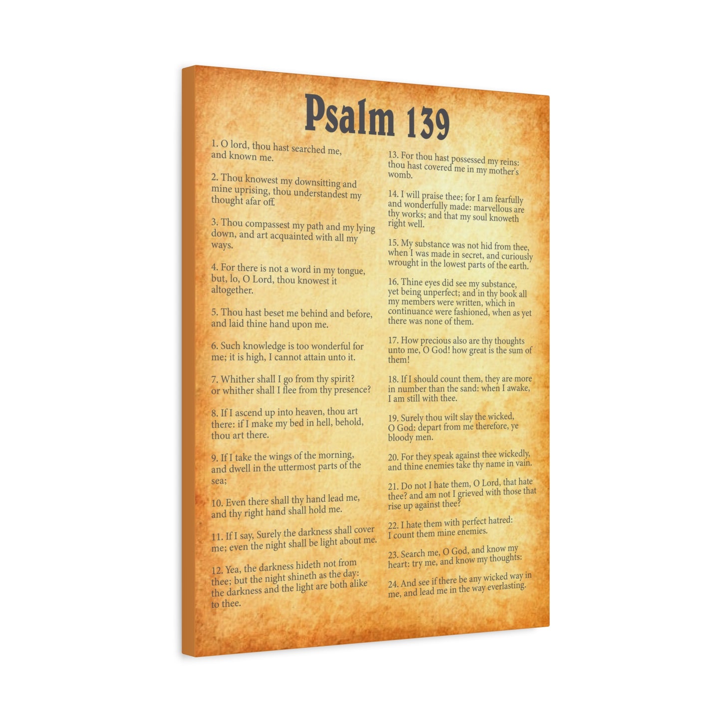 Scripture Walls Psalm 139 Gold Bible Chapter Canvas Christian Wall Art Ready to Hang Unframed