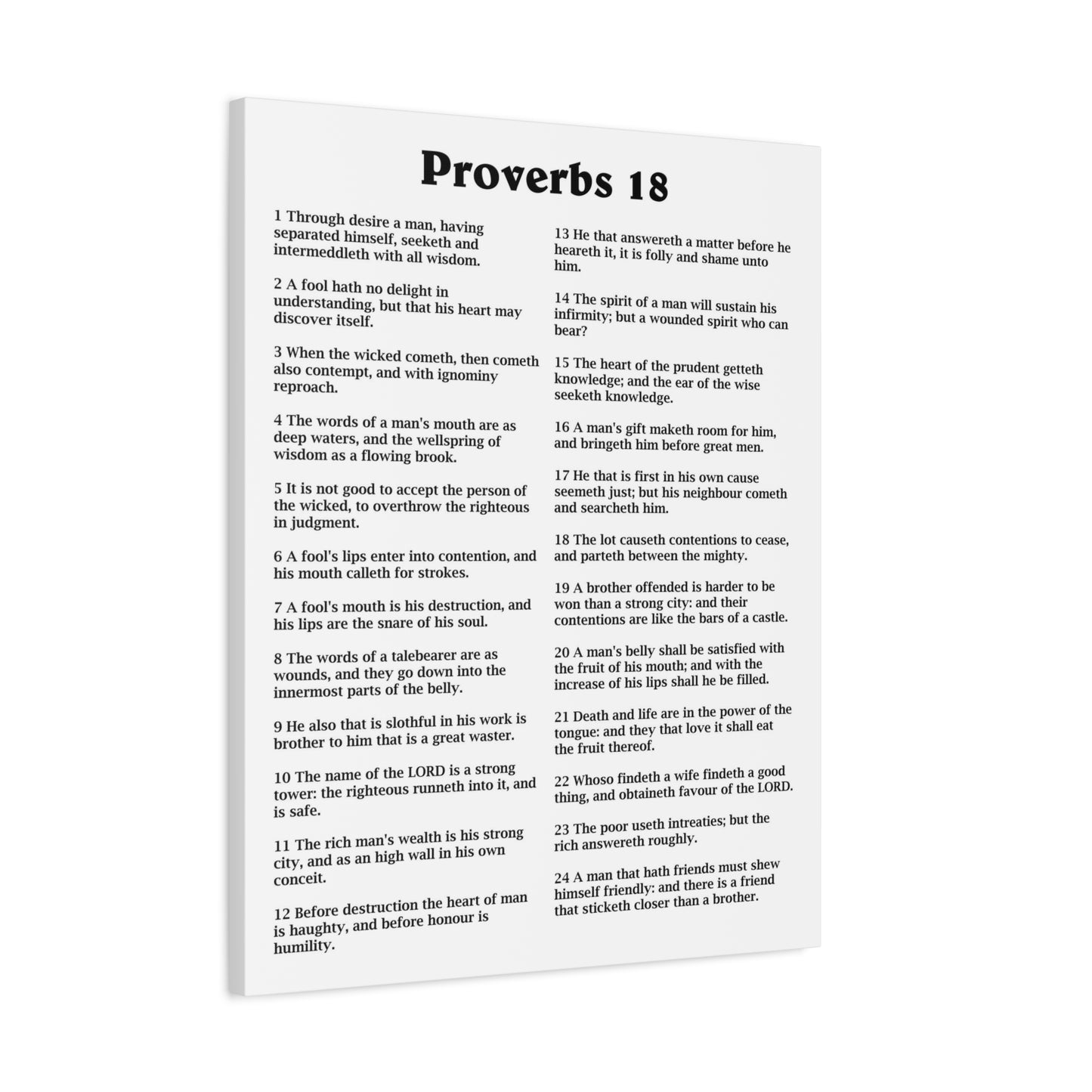 Scripture Walls Proverbs Chapter 18 White Bible Canvas Christian Wall Art Ready to Hang Unframed