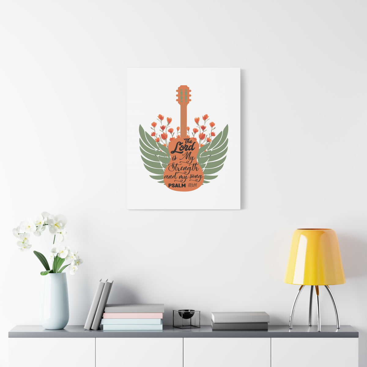 Scripture Canvas Strength And My Song Psalm 118:14 Christian Wall Art Bible Verse Print Ready to Hang