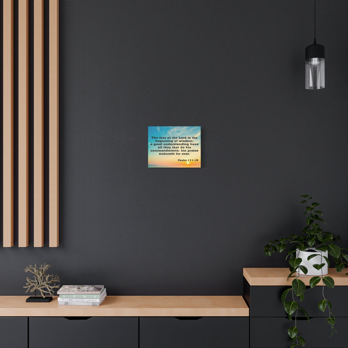 Bible Verse Canvas The Fear of The Lord is The Beginning of Wisdom Psalm 111:10 Christian Home Décor Wall Art Scripture Ready to Hang Faith Print