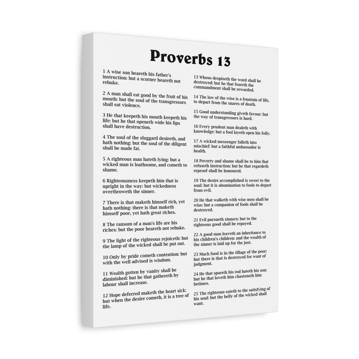 Scripture Walls Proverbs Chapter 13 White Bible Canvas Christian Wall Art Ready to Hang Unframed