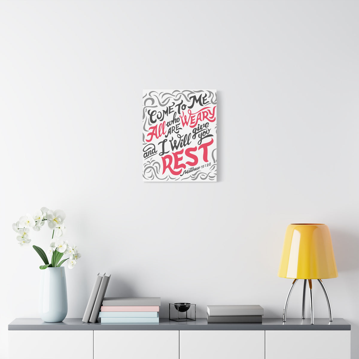 Scripture Canvas Come To Me All Matthew 11:28 Christian Wall Art Bible Verse Print Ready To Hang