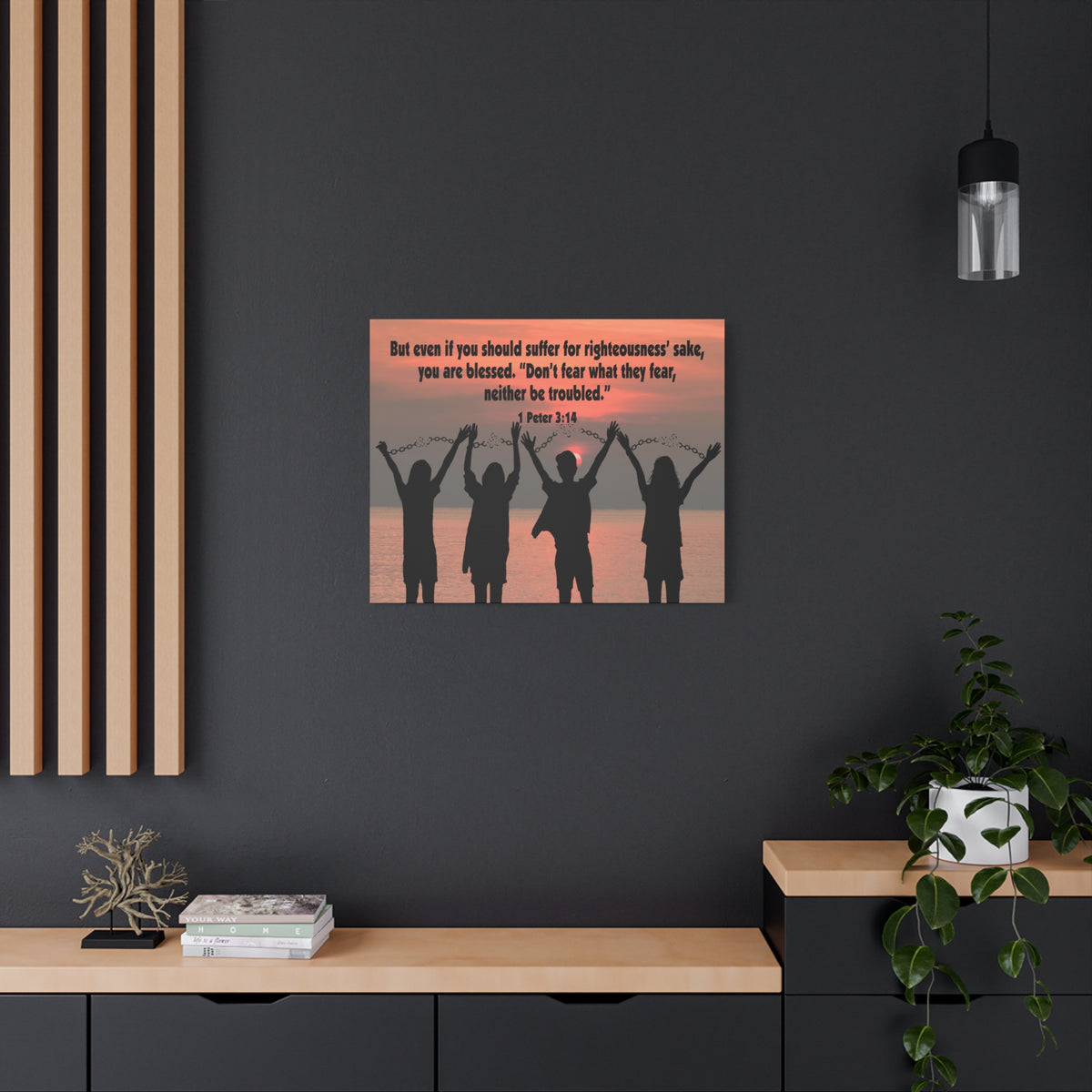 Scripture Canvas Don't Fear What They Fear 1 Peter 3:14 Christian Wall Art Bible Verse Print Ready to Hang