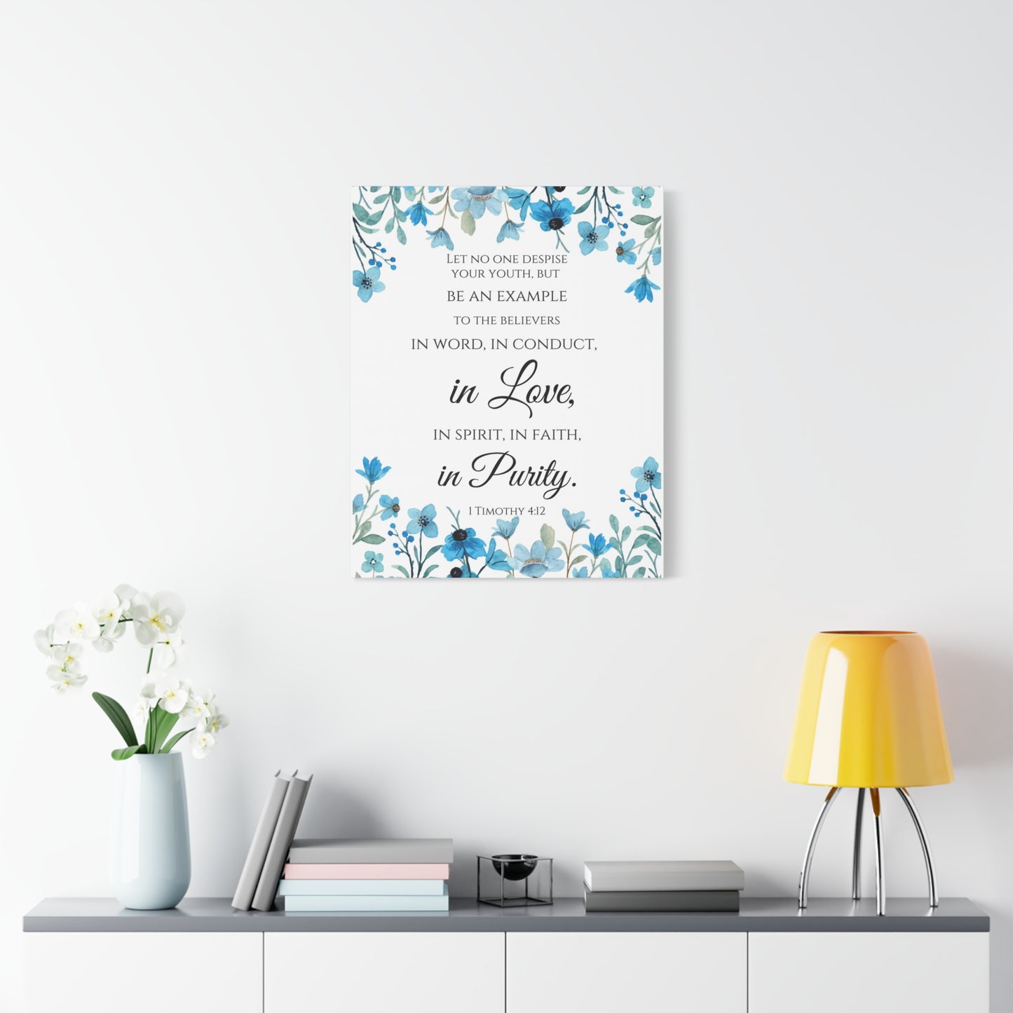 Scripture Walls 1 Timothy 4:12 Be An Example Flowers Bible Verse Canvas Christian Wall Art Ready to Hang Unframed