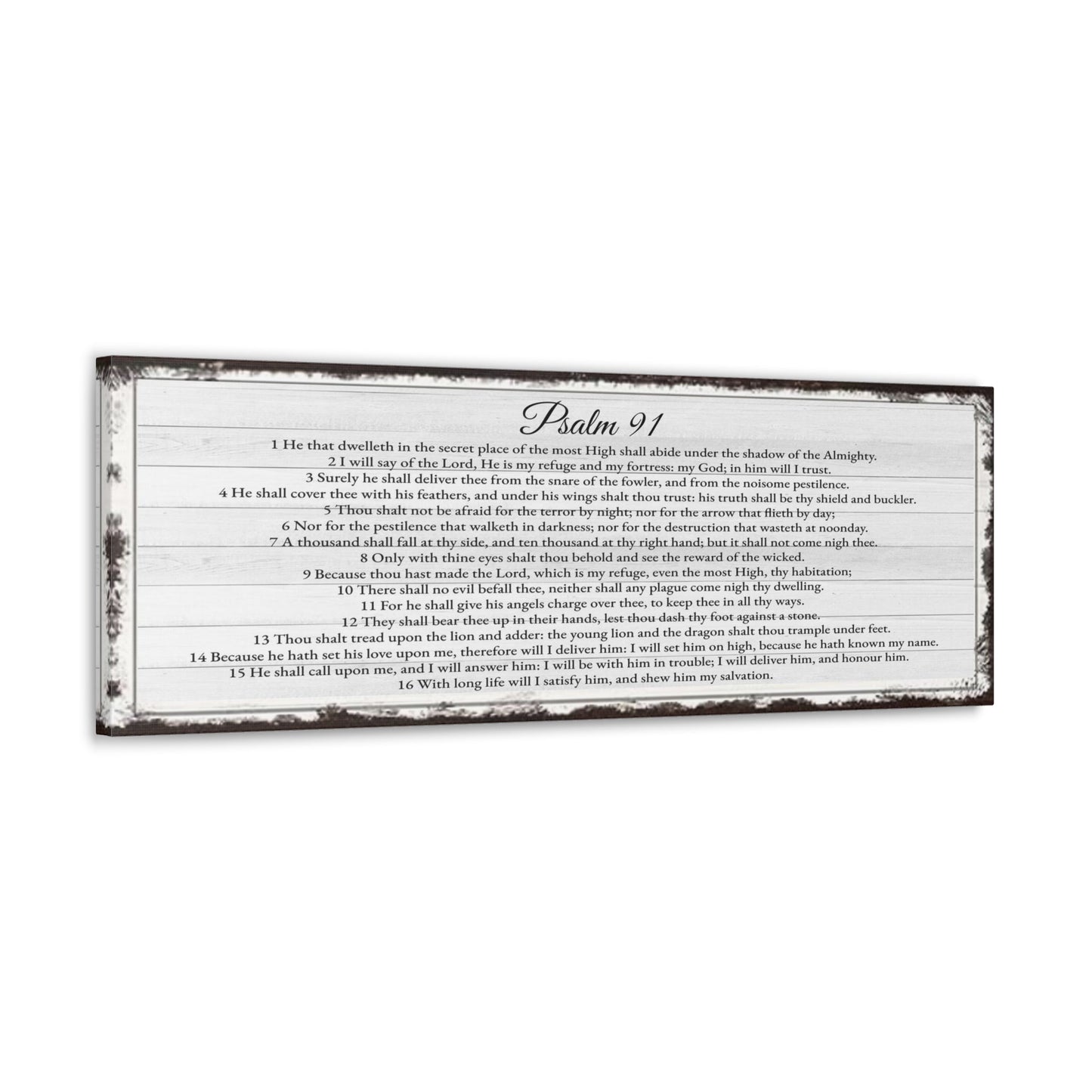 Scripture Walls Psalm 91 English Landscape White Bible Verse Canvas Christian Wall Art Ready to Hang Unframed-Express Your Love Gifts